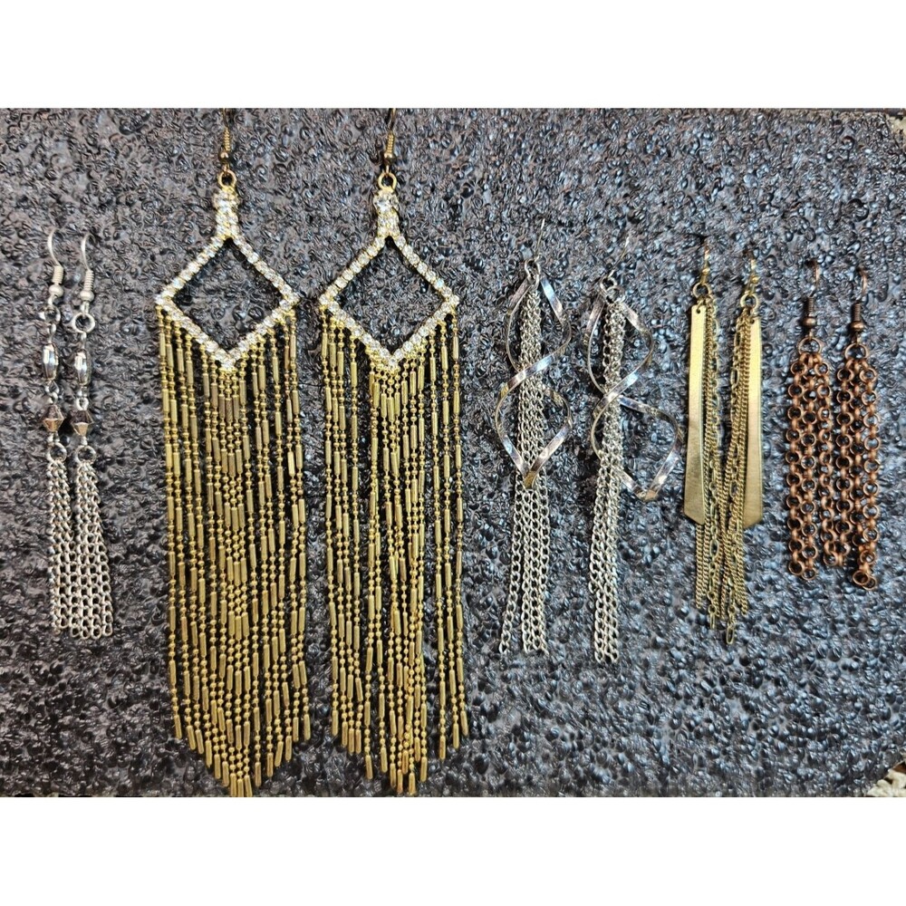 Set of 5 Various Metal Dangle Earrings (read)